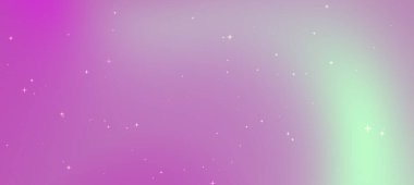 Yumuşak pembe ve yeşil renkler serpiştirilmiş parlak yıldızlarla soyut gradyan arkaplan