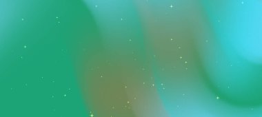 Yumuşak dalgalı ve parıldayan yıldızlı soyut yeşil ve mavi eğimli arkaplan, dijital tasarımlar için ideal