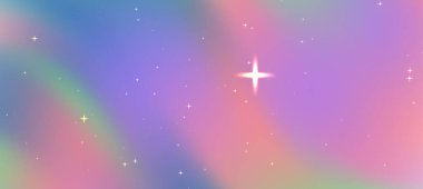 Yumuşak eğimli ve parlak yıldızlı soyut pastel arka plan rüya gibi bir atmosfer yaratıyor.