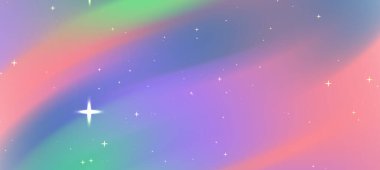 Değişen renklerle ve yaratıcı tasarımlar için parıldayan yıldızlarla soyut pastel kozmik arkaplan