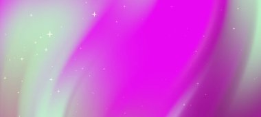 Canlı pembe ve yeşil renklerde soyut kıvrımlı renkler rüya gibi bir arka planda parıldayan yıldızlar.