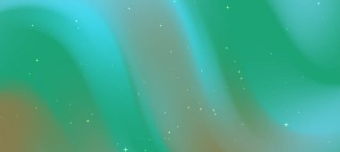 Yeşil ve mavi renklerde soyut girdap desenleri ve arka planda yıldızımsı gölgeler.