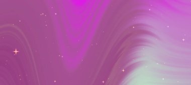 Soyut kıvrımlı mor ve pembe eğimli arkaplan, parlak yıldızlar rüya gibi bir atmosfer yaratıyor.