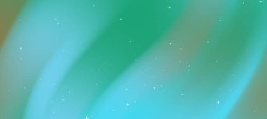 Yeşil ve mavi renkli soyut girdaplar. Parlayan yıldızlar rüya gibi bir zemin oluşturuyor.