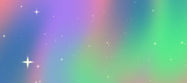 Parlak yıldızlarla pastel renklerin karışımından oluşan renkli soyut arkaplan, dijital tasarım için ideal.