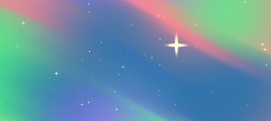 Yumuşak eğimli ve parlak yıldızlı renkli soyut arkaplan, dijital tasarım için ideal