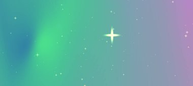 Parlak renklerle ve parıldayan yıldızlarla dolu ruhani bir gece göğü sakin bir kozmik atmosfer yaratıyor.