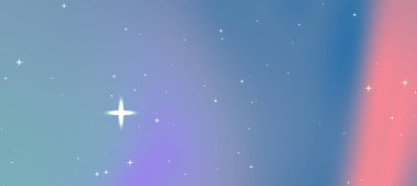 Yumuşak pastel renkleri, parıldayan yıldızları ve sakin bir atmosferi olan huzurlu kozmik bir manzara.