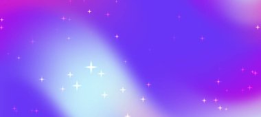 Parlak yıldızlı mor ve mavi kıvrımlı parlak bir arka plan.