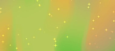 Parlayan yıldızlarla soyut bir arkaplan ve yeşil ve turuncu renklerde yumuşak gradyanlar, festival temaları için ideal.