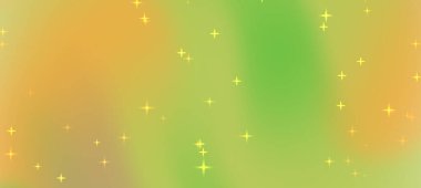 Işıldayan yıldızlarla soyut arkaplan ve yeşil ve turuncu renklerde yumuşak gradyanlar