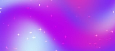 Yumuşak mor ve pembe renklere sahip soyut gradyan arkaplan, rüya gibi bir efekt için ışıldayan yıldızlar