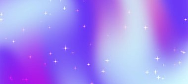 Yumuşak mor ve mavi renkleri olan soyut eğimli arkaplan, dağınık parlak yıldızlar rüya gibi bir atmosfer yaratıyor.