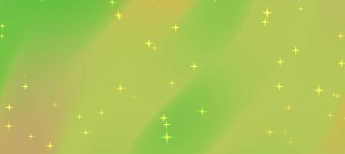 Parlak yıldızlı soyut yeşil ve sarı arkaplan tuhaf ve rüya gibi bir atmosfer yaratıyor.