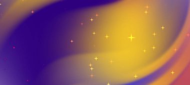 Parlak renklere ve ışıldayan yıldızlara sahip soyut kıvrımlı arkaplan, dijital tasarımlar için ideal