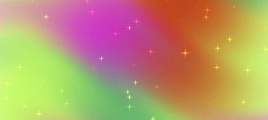 Parlak yıldızlarla renklerin karışımından oluşan canlı soyut bir arkaplan, yaratıcı projeler için ideal.