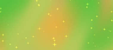 Işıl ışıl yıldızlarla dolu parlak soyut bir arka plan ve yeşil ve sarı renklerin bir gradyanı