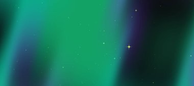 Titreşimli Aurora Borealis Yıldızların parıldadığı Karlı bir arazide Gece Gökyüzünü aydınlatıyor