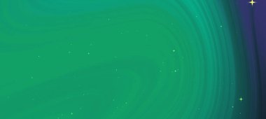 Dönen yeşil ve mavi renkli soyut kozmik arkaplan, uzak yıldızlarla benekli.