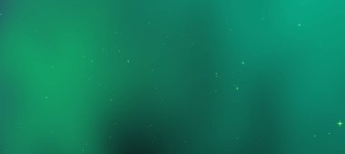 Parlak yıldızlı soyut yeşil aurora borealis karanlık bir gece gökyüzünü aydınlatıyor, sakin bir atmosfer.
