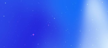 Parlak bir kozmik sahne. Yıldızlı bir gece gökyüzü ve eğimli mavi bir arka plan.