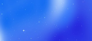 Dijital tasarımlar için ideal, dağınık yıldızlı mavi renklerin yer aldığı sakin bir kozmik arkaplan