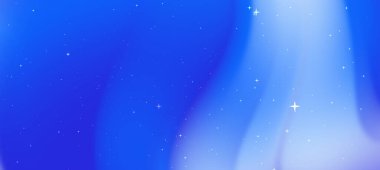 Yumuşak dalgalı ve parıldayan yıldızlı soyut mavi eğimli arkaplan, dijital tasarım için ideal