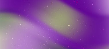 Girdap şeklinde mor ve yeşil renkleri olan soyut kozmik arkaplan, dağınık yıldızlar, rüya gibi bir atmosfer yaratıyor.