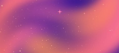 Parlak pembe ve mor renklere sahip soyut kozmik zemin, dağınık yıldızlar, rüya gibi bir atmosferi çağrıştırıyor.