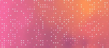 Parlak pembe ve turuncu renkli noktalı desenlere sahip soyut gradyan arkaplan, tasarım kullanımı için ideal