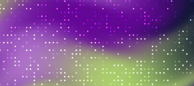 Mor ve yeşil renkleri olan soyut gradyan arkaplan, noktalı desen rüya gibi bir atmosfer yaratıyor