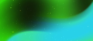 Parlak yeşil ve mavi tonlara sahip soyut bir gradyan atmosfer yaratıyor.