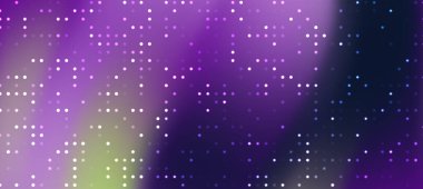 Geniş mor, mavi ve yeşil noktalardan oluşan, yumuşak bulanık arkaplana sahip soyut eğimli desen