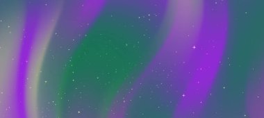 Girdap desenli ve yıldızlı arka planlı renkli auroraların soyut temsili, dijital sanat için ideal