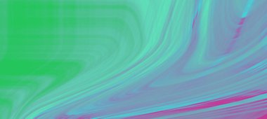 Yeşil ve mavi tonlarda soyut ve canlı dalga desenleri dinamik ve renkli bir zemin oluşturur.