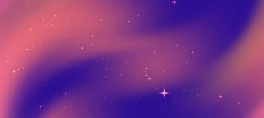 Girdap desenleri, yumuşak eğimleri ve parıldayan yıldızları olan renkli soyut arkaplan