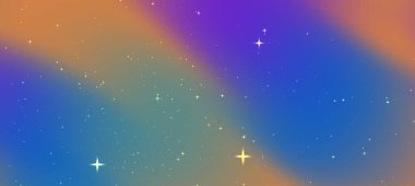 Dijital sanat ve duvar kağıtları için uygun yıldızlar ve gradyanlarla renkli soyut kozmik arkaplan