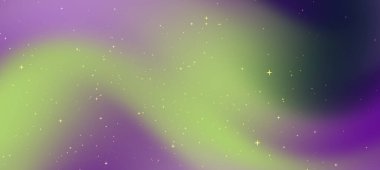 Yıldızlı bir gece gökyüzüne karşı canlı mor ve yeşil renkler içinde dönen ruhani aurora borealis.