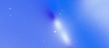 Yıldızlarla dolu parlak mavi bir arkaplan ve hareketli bir kuyruklu yıldız içeren ruhani bir kozmik sahne.