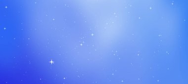 Kıvılcımlar saçan yıldızlarla yumuşak mavi eğimli arka plan, dingin bir kozmik atmosfer yaratıyor.