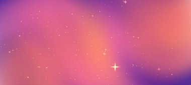 Dağılmış yıldızlı yumuşak pastel kozmik arkaplan ve rüya gibi bir atmosfer. Dijital tasarımlar için ideal.