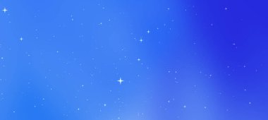 Parlak mavi eğimli ve dağınık yıldızlı gece gökyüzü, arka plan için idealdir.