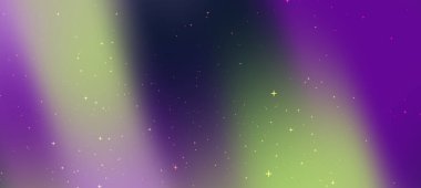 Parlak aurora borealis yıldızlarla dolu bir gece gökyüzünü aydınlatıyor.