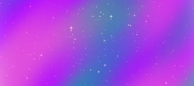 Yıldızlar ve renkli bulutsularla dolu canlı bir kozmik arkaplan, dijital tasarımlar için mükemmel.