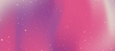 Pembe ve mor renkli soyut kozmik arkaplan, parıldayan yıldızlar, dijital sanat için ideal.