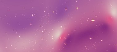 Yumuşak pembe ve mor renklere sahip soyut kozmik arkaplan, dağınık yıldızlar, rüya gibi bir atmosfer yaratır (1)