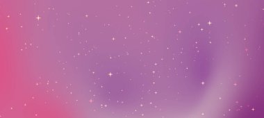 Yumuşak pembe ve mor renkleri olan soyut kozmik arkaplan, dağınık yıldızlar, rüya gibi bir atmosfer yaratıyor.