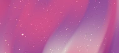 Pembe ve mor renkli soyut kozmik arkaplan, parıldayan yıldızlar, dijital sanat için ideal.