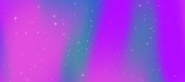 Parlak pembe ve mavi renklere sahip soyut kozmik zemin, dağınık yıldızlar, rüya gibi bir atmosfer yaratıyor.