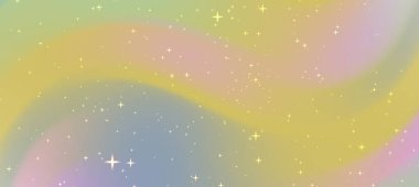 Değişken renkleri ve parlak yıldızları olan soyut pastel arkaplan, rüya gibi tasarımlar için idealdir.